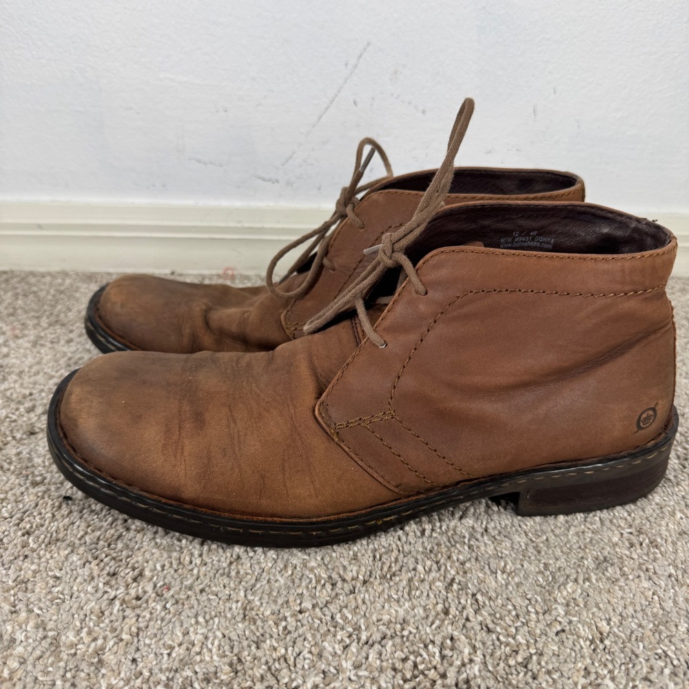 Born Mens Harrison Brown Leather Chukka Boots Size 12 Lace Up Ankle Square Toe